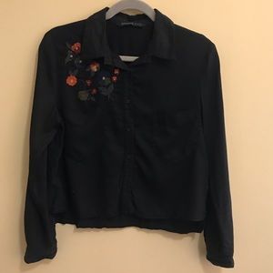 Zara embroidered button up